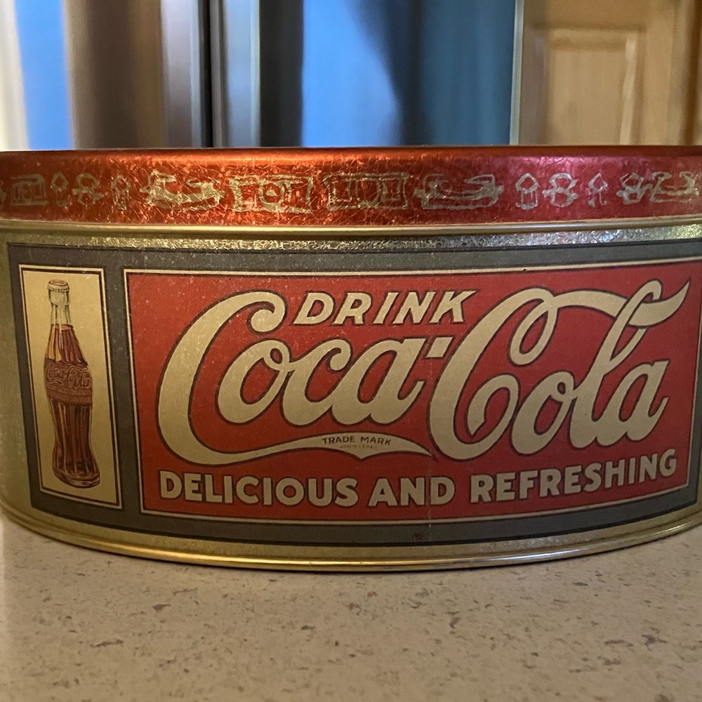 Coca-Cola Red and Gold Retro Tin Canister